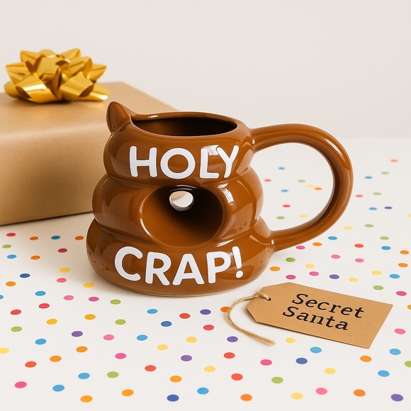 HOLY CRAP! BIGMOUTH Mug Funny Novelty Poop Cup Gag Gift Secret Santa Prank Joke - Picture 1 of 13